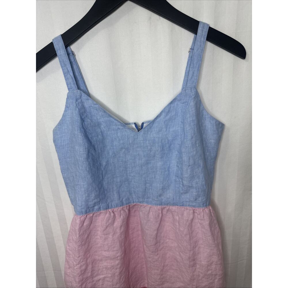 CYNTHIA ROWLEY Dress, 100% Linen, Colorblock , Size 4 Blue Pink Red - Picture 3 of 9